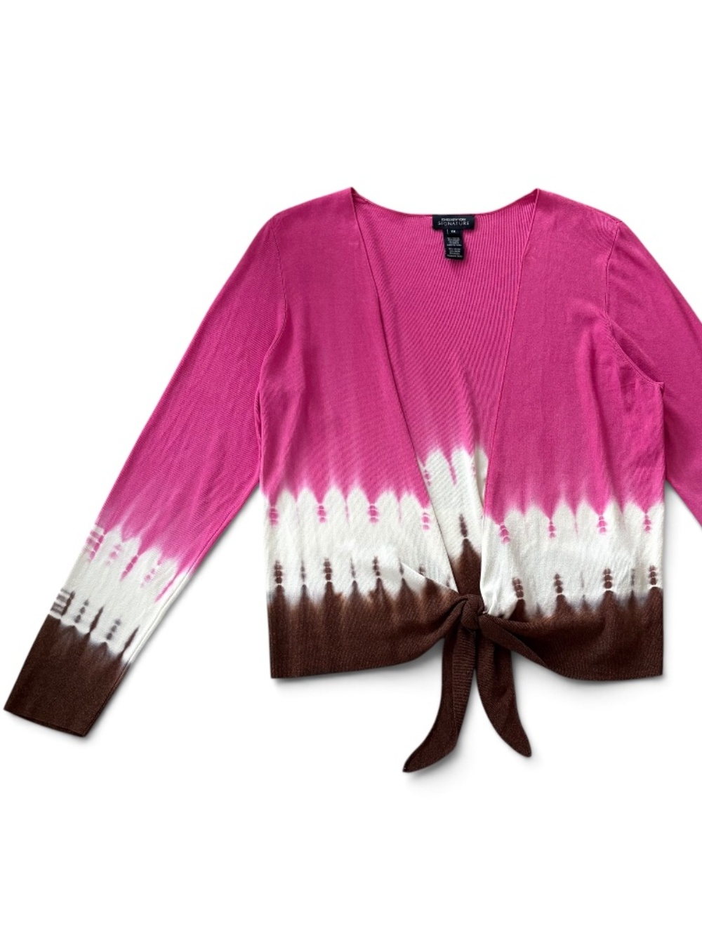 Jones New York Tie Dye Cardigan Sweater Pink Brown